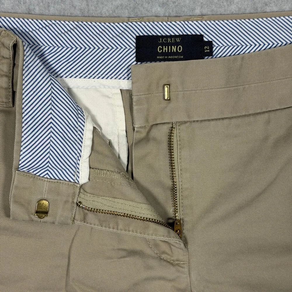 J.Crew Chino Shorts Womens 12 Khaki Tan Cotton Twill Mid Rise 5 Inch Inseam